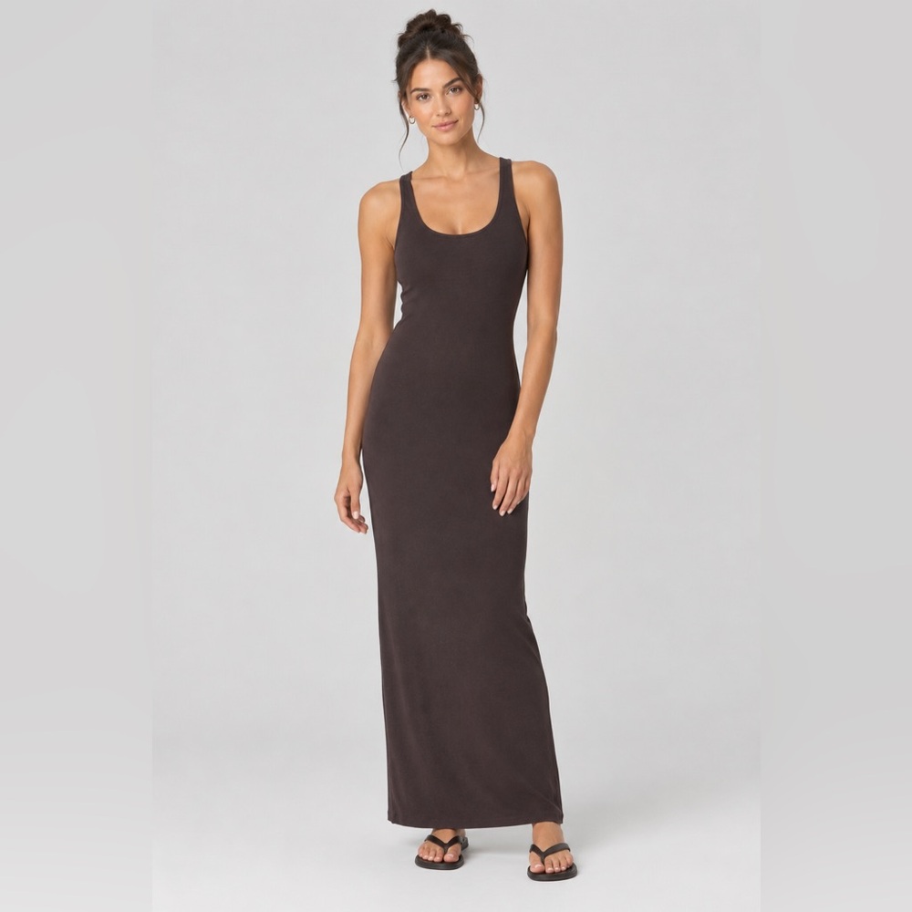 NWT Vuori Pose Scoop Maxi Dress in French Roast